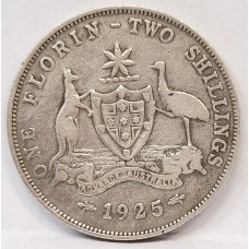 AUSTRALIA 1925 . FLORIN . SCARCE DATE